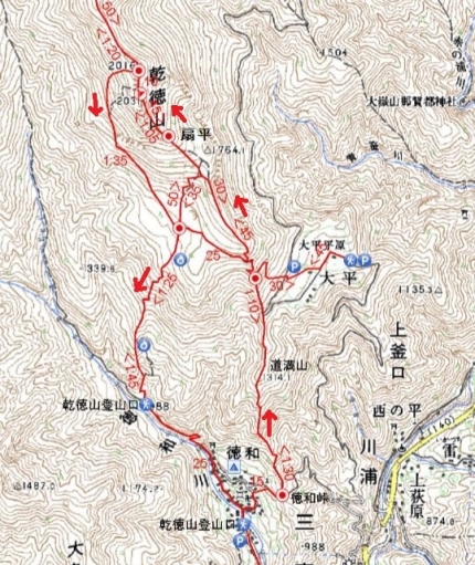 乾徳山登山地図