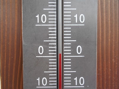 今朝8時の気温　我が家温度計