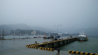 雨風が強くなってきた女川港