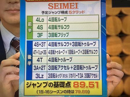 seimeiジャンプ構成（フィギュアスケートTV）