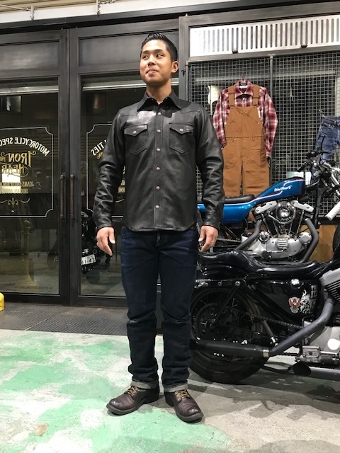 カラーブラックIRON HEART アイアンハート ディアスキンシャツ　本革