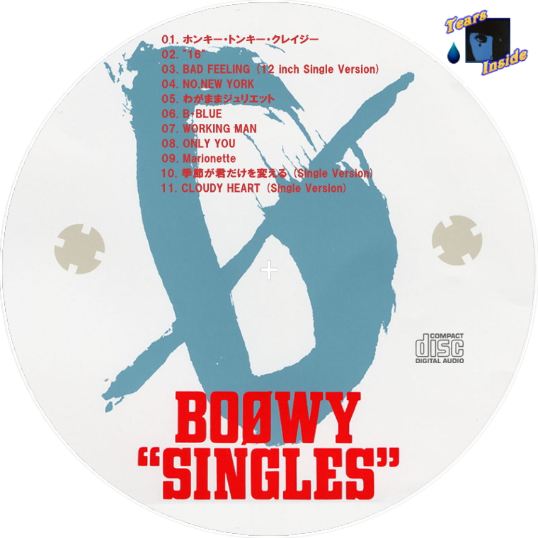 BOOWY バンドデビュー 35周年 紙ジャケ復刻＆LPリリース - Tears Inside の 自作 CD / DVD ラベル